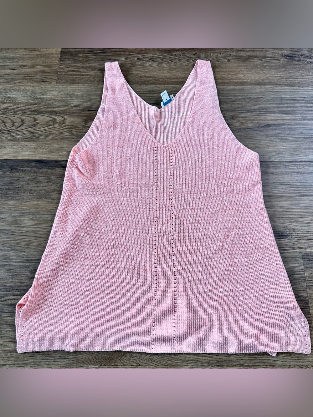 Sundance Pink Baylee‎ V-Neck Sleeveless Sweater Tank Top Large Knit Boho Cottage